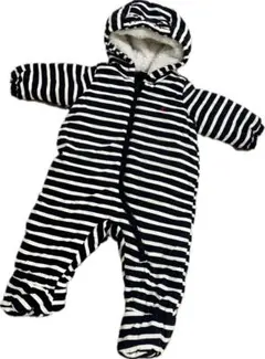 PETIT BATEAU フード付きストライプジャンプスーツ 12M