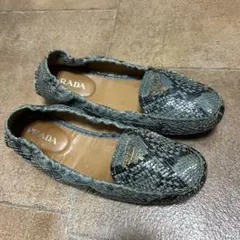 ◆PRADAプラダ サイズ37.5 パイソンレザー ローファー＆モカシン◆のサムネイル