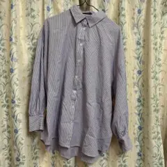 しまむら omi OFALO ストライプ オーバーサイズ シャツ パープル