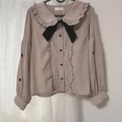 LIZ LISA 地雷系 量産型 ハート柄シフォンブラウス リボン付き