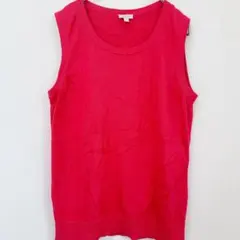 TALBOTS レッド ピンク M セーター ベスト 春秋 差し色 コットンのサムネイル