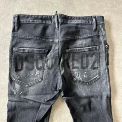 DSQUARED2 ダメージ加工ブラックデニム　スケーター44