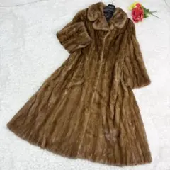総丈115cm 裾回り200cm超え デミバフミンク ロングコート なめし柔らか