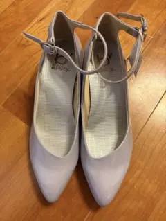 あしながおじさん　薄紫 ポインテッドトゥパンプス 中ヒール アンクルストラップ