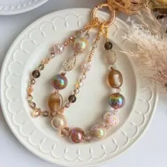 ビーズデザイン スマホストラップ ハンドメイド