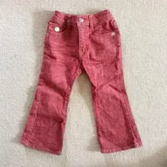 赤 フレアジーンズパンツ ゴムウエスト