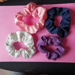 ヘアシュシュ4点セット（多彩なカラー）