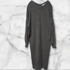 カリーナルーチェ ニット ワンピース Vネック チャコールグレー S
