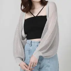 バックレース メッシュ ニットボレロのサムネイル