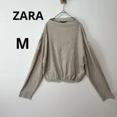 美品 ZARA M ボトルネック ショート丈 トップス ウエストゴム ベージュ