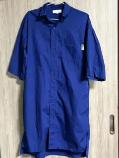 ロングシャツワンピース　ロングブラウス　羽織 鮮やかなブルー