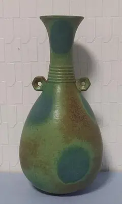 瀬戸焼 道泉窯 加藤寿逸造 青釉 花器 花瓶 花入 一輪挿し 壺 作家物