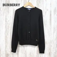 バーバリーブルーレーベル ホース ロゴ刺繍 ウールニット 長袖 カーディガン