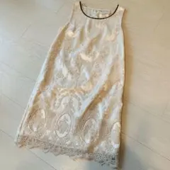 【新品】レース ノースリーブワンピース ドレス 結婚式 パーティー M