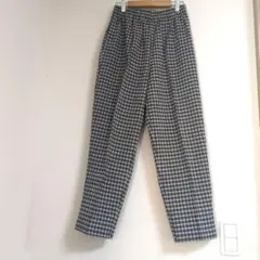 総ゴム黒白チェック カジュアルパンツ春夏　イージーパンツ 爽やか