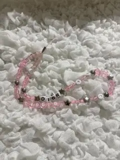 dior ディオール　ノベルティストラップ　ピンク　ビーズ