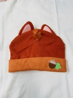 ディズニー デール　耳付きオレンジ毛糸帽子 58cm