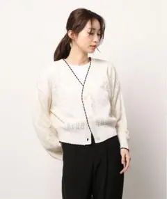 earth music&ecology 配色透かしカーディガン