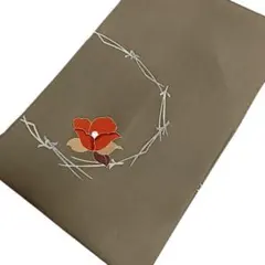 K132 名古屋帯 緑 花柄