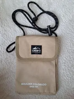 CAMP-7 ポーチ ベージュ ネックストラップ付き