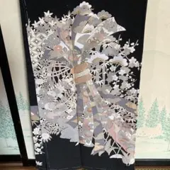 D740 黒留袖 手描き友禅 落款入 正絹 着物 袷 しつけ糸付き未使用極美