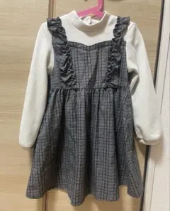 チェック柄フリルワンピース（長袖）　any FAM