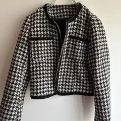 テーラードジャケット 白黒ハウンドトゥース