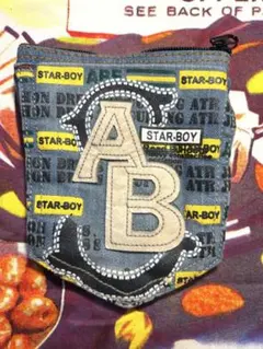 デニムポーチ リメイク ハンドメイド 刺繍入 小物入れ タバコケース 小物ポーチ