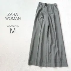 【ザラウーマン】ワイドタックパンツ ハイウエスト チェック 綺麗め【M】美品