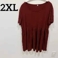 一点物✨️バーガンディ 【2XL】半袖チュニック ワインカラー 半袖 夏
