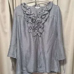 再値下げ　美品　NOLLEY'S ボーダー フリル カットソー 七分袖