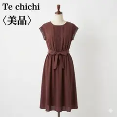 美品 テチチ レースワンピース ロング丈 体型カバー ボルドー　きれい色　上品