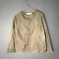 NATURAL BEAUTY BASIC ノーカラージャケット S カーキ　薄手