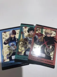 僕のヒーローアカデミア ナムコ クリアイラストシート 緑谷 爆豪 轟　レアver
