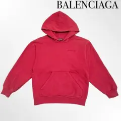 BALENCIAGA バレンシアガ フードパーカー 裏起毛 レッド 赤 S相当のサムネイル