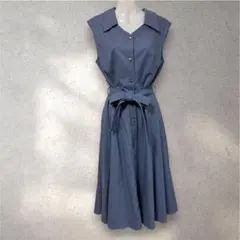 サリア❤️salute❤️ノースリーブシャツワンピース❤️Mサイズ❤️フレアシルエットのサムネイル