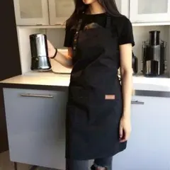 エプロン 大人 おしゃれ かわいい 保育士 黒 無地 h型 男女兼用 ワーク