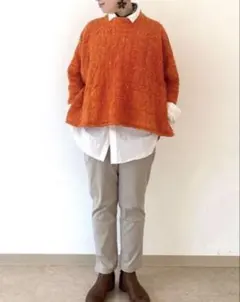 45R ウール紡ケーブルポンチョ　おまけ付きのサムネイル