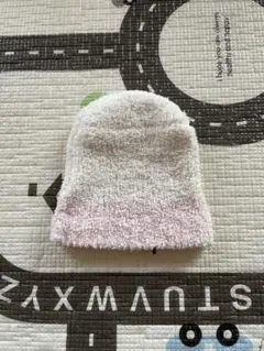 ベビー用ニット帽子 ホワイトとピンク