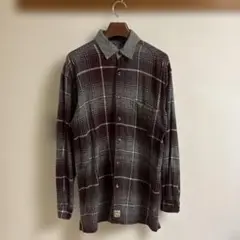 【USED 古着】DINER ボルドー・グレー チェック 長袖ネルシャツ L