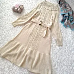 ◆アクシーズファム◆ロングニットワンピース　キナリ　アイボリー　M