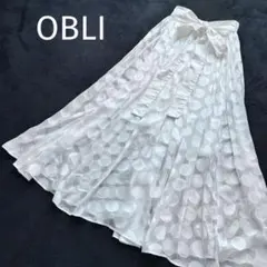 OBLI オブリ シアー ドット リボン ロングスカート ホワイトのサムネイル