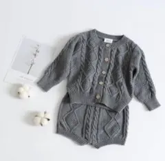 gil&niya 韓国　ベビー ニットセットアップ グレー 60 66美品