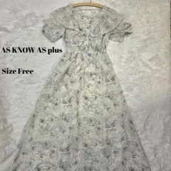 美品 アズノゥアズプラス 肩開き フリル 花柄 ワンピース ビジューボタンのサムネイル
