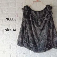 300円〜 美品 INCEDE シフォンブラウス M ドット柄 フリルのサムネイル