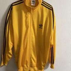 アディダス 90s 万国旗タグ オールド トラックジャケット イエロー×ブラウン