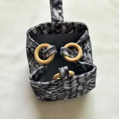 小さめトートバッグ 木製リング付き