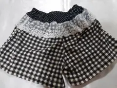 キッズ 半ズボン 黒白チェック柄　110㎝