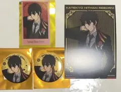 ザンザス　ジャンフェス　グリッター缶バッジ　黒スーツ　ゴールドポストカード