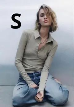 ZARA メタリックポロネックTシャツ